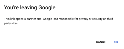 GCP Marketplace leaving website confirmation modal