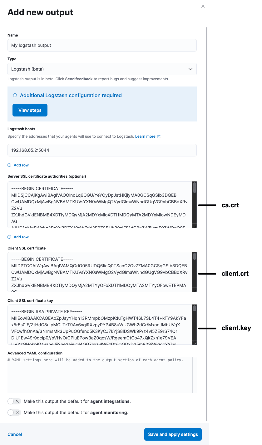 添加 Logstash 输出